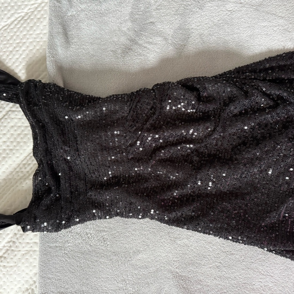 Elegant Black Sequin Mini Dress